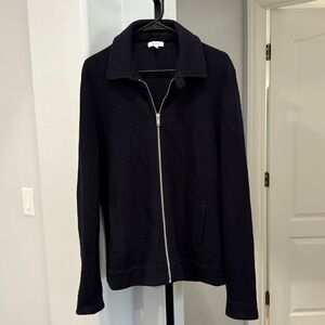 Reiss MEN's 100% Wool Navy Blue Cardigan - Size Large Zip